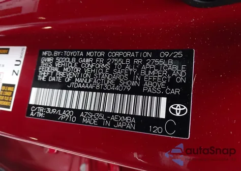 2026 Toyota Crown Xle из США, поврежденный, VIN JTDAAAAF8T3044079